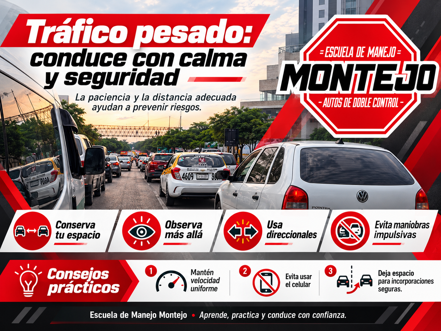 🚦 Cómo conducir con mayor seguridad en tráfico pesado
